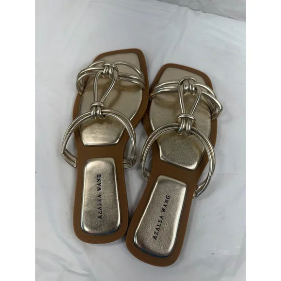 Azalea Wang Gold Stetson Slip On Sandals Size 9 new - Picture 7 of 9